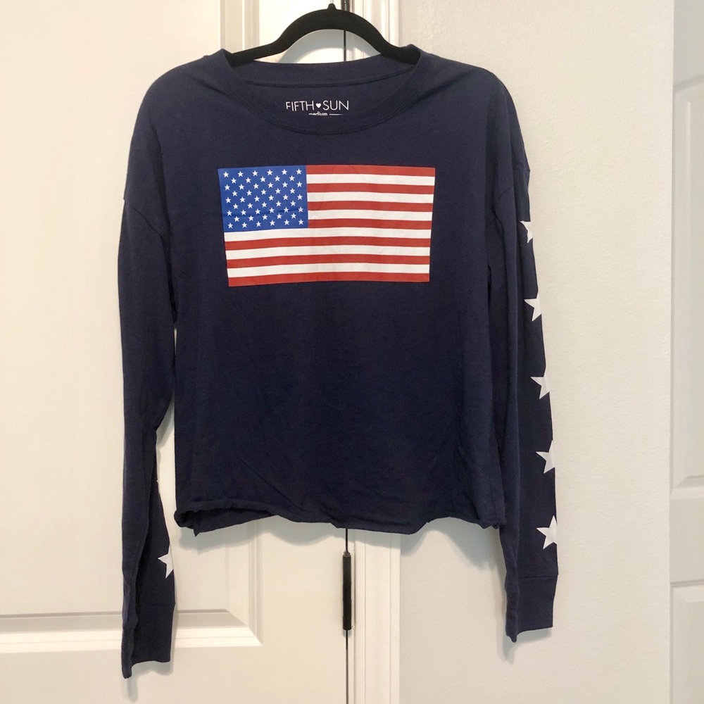 Fifth Sun American long sleeve crop top size small